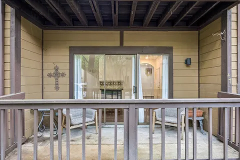 a view of a porch with a porch