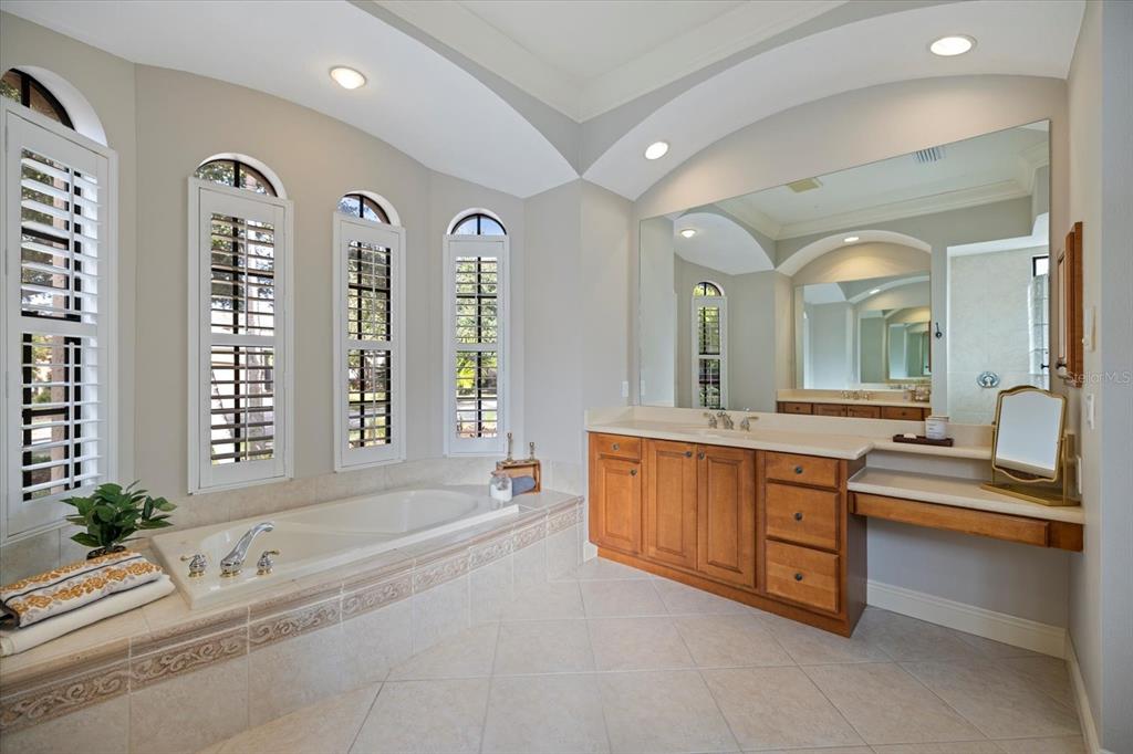 616 Crane Prairie Way Osprey, FL 34229 - Photo 24 of 54 a spacious bathroom with a granite countertop tub and a large mirror