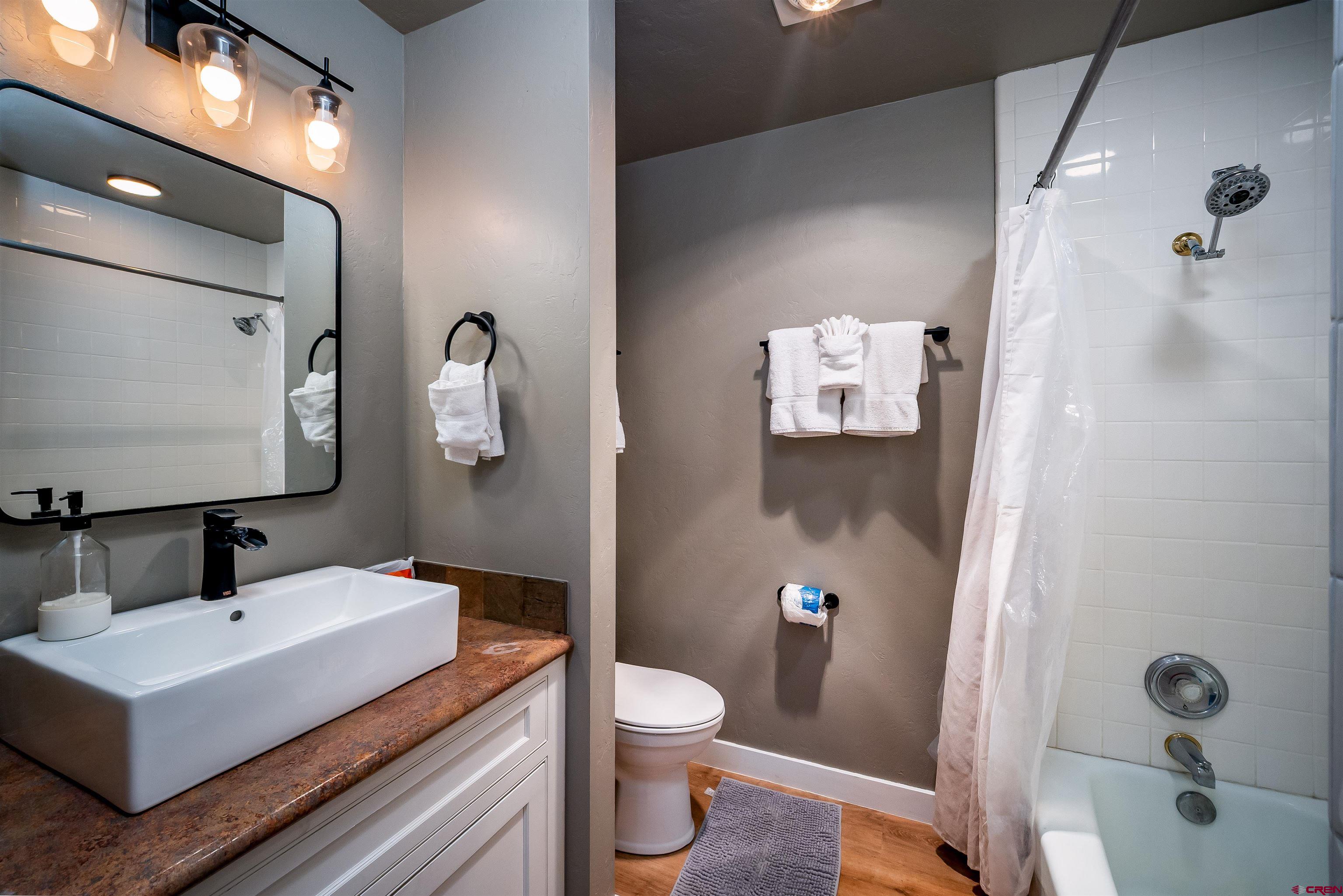 44 Sheol Street, Unit A22 Durango, CO 81301 - Photo 17 of 34 a bathroom with a sink a toilet and shower