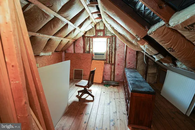 a view of walk in closet with wooden floor