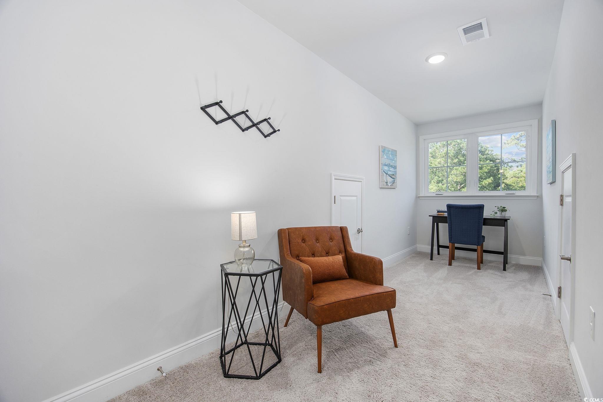 5130 Double Eagle Way North Myrtle Beach, SC 29582 - Photo 29 of 39 Living area with a desk, light colored carpet, and recessed lighting