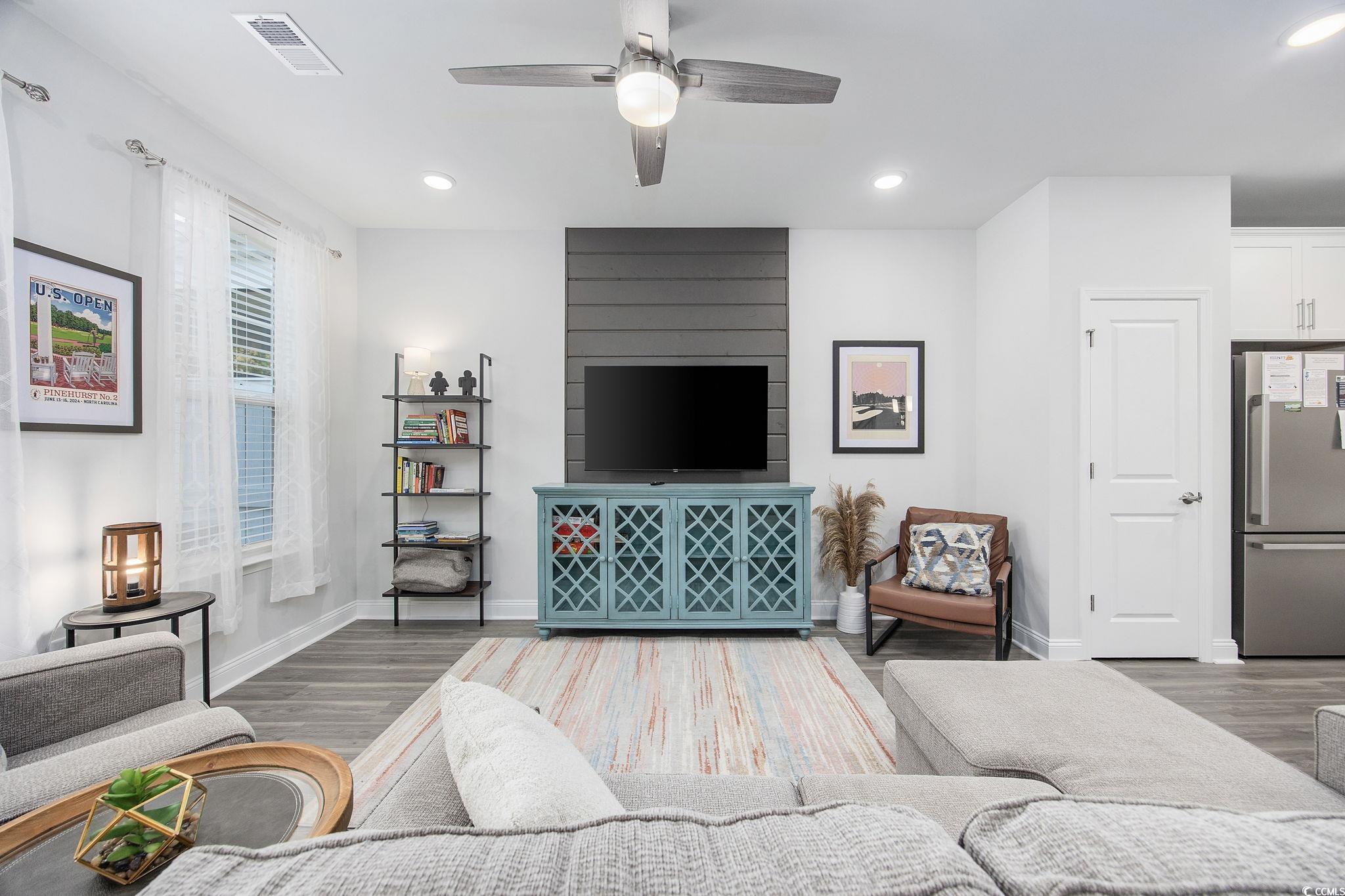 5130 Double Eagle Way North Myrtle Beach, SC 29582 - Photo 7 of 39 Living area with light wood-style floors, recessed lighting, and a ceiling fan