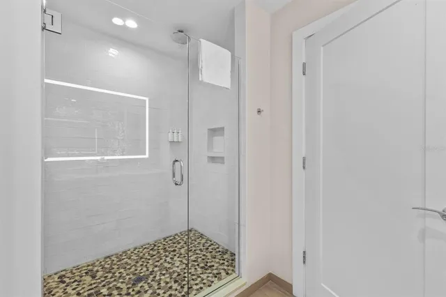a bathroom with a shower