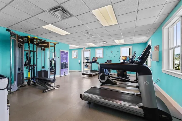 a room with gym equipment