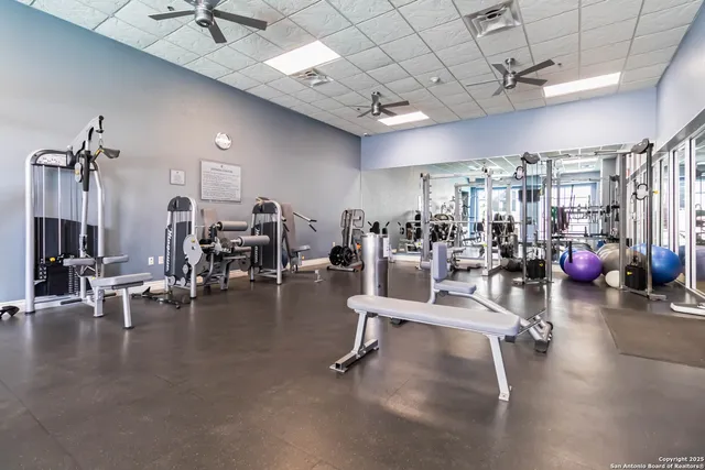a view of a room with gym equipment