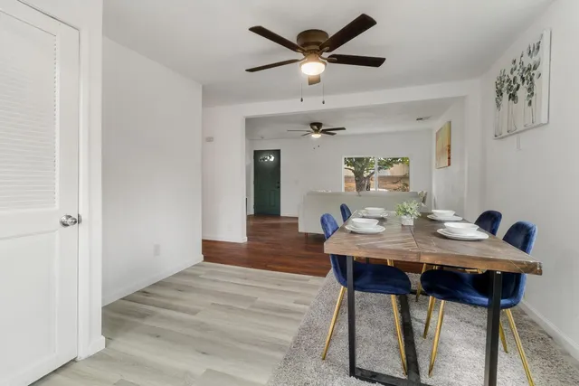 a workspace with furniture and window