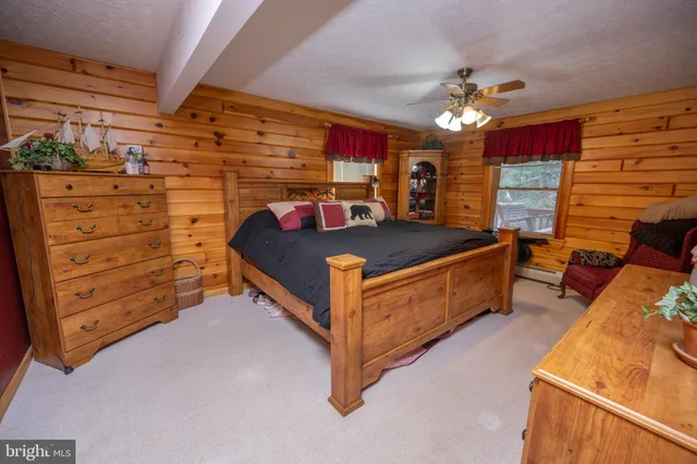 a bed room with a bed and a dresser