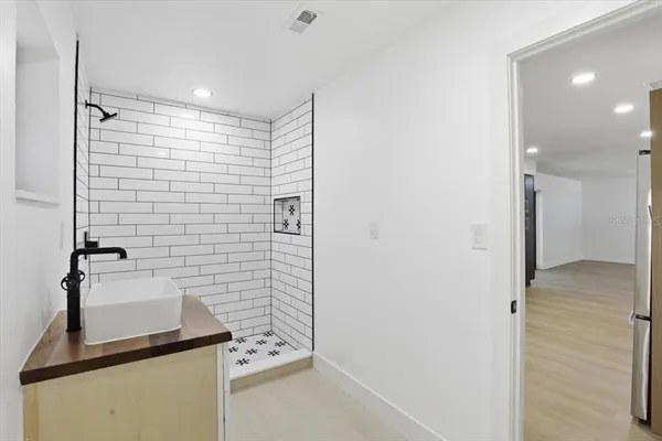a bathroom with a shower
