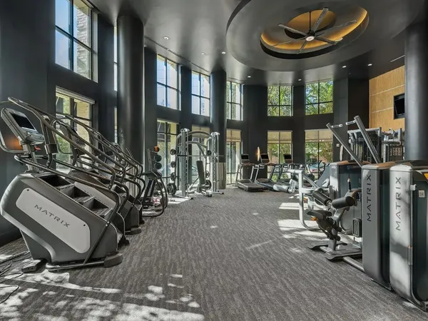 a view of a room with gym equipment