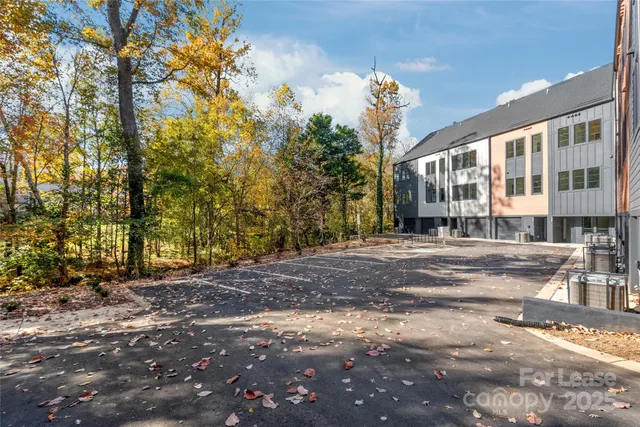 a view of a building with a street