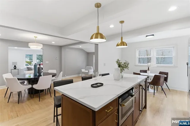 a view of a dining room and livingroom