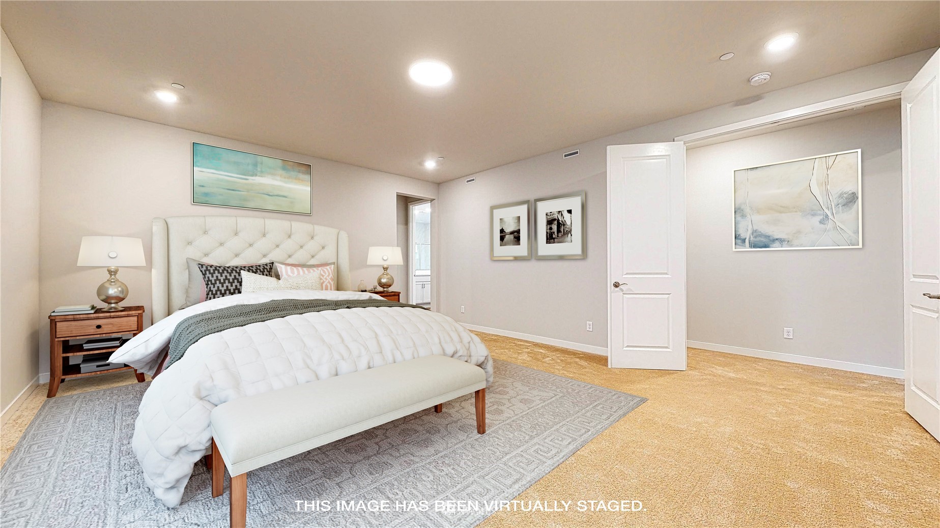 28 215th Street Southeast Bothell, WA 98021 - Photo 12 of 25 a spacious bedroom with a bed and a painting