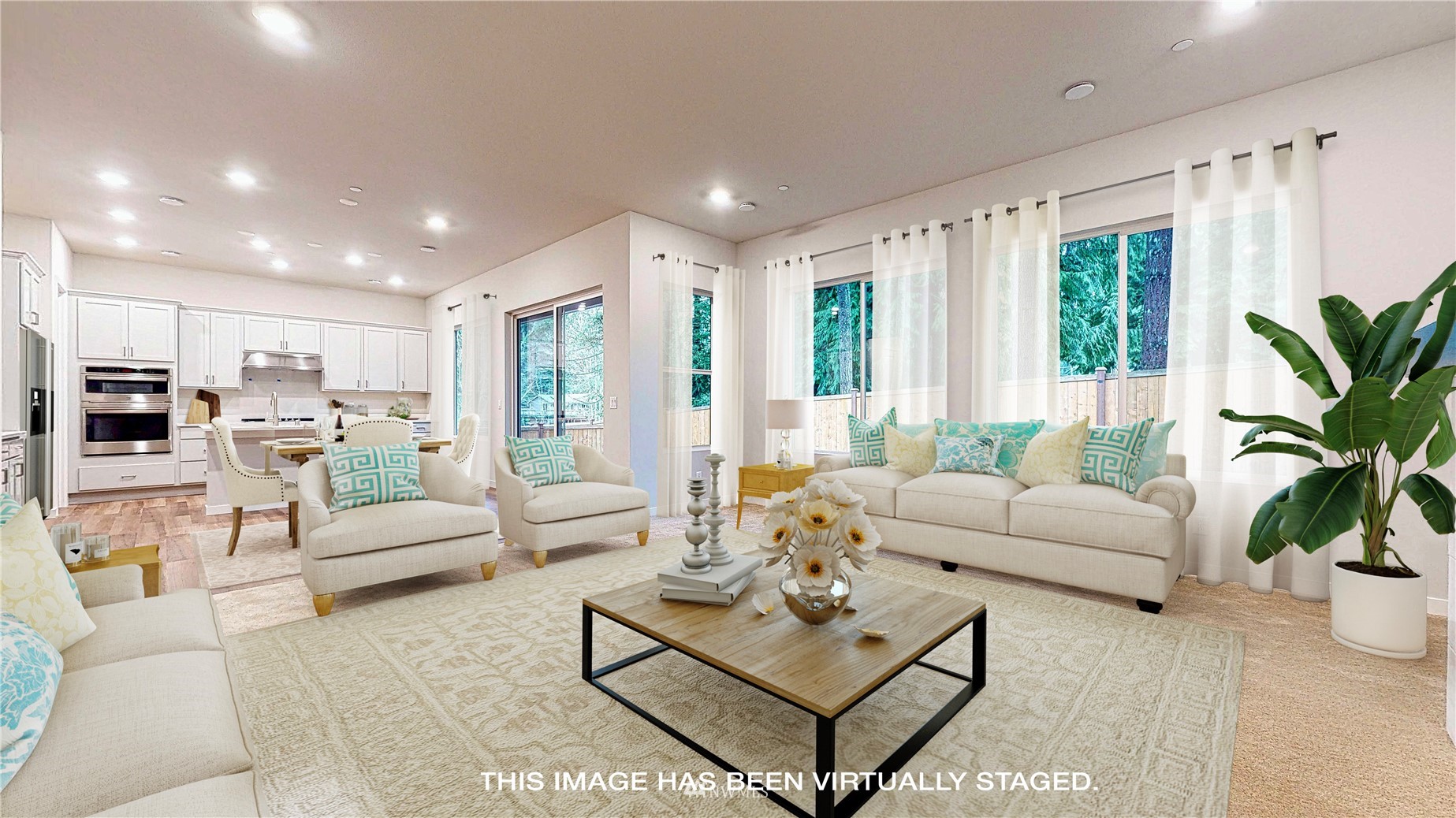 28 215th Street Southeast Bothell, WA 98021 - Photo 8 of 25 a living room with furniture dining area and a large window