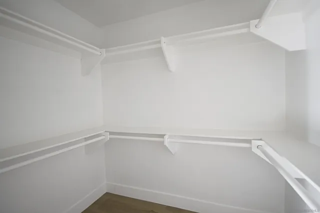 a view of an empty walk in closet