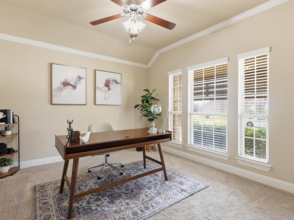 609 Racine Drive Oak Point, TX 75068 - Photo 4 of 30 a view of a workspace with furniture and a window
