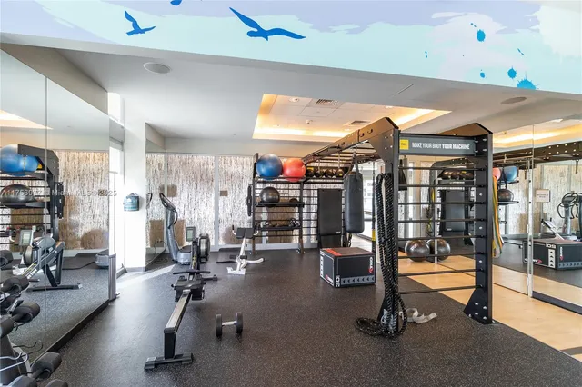 a view of a room with gym equipment