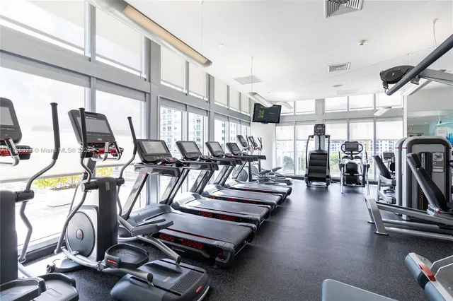 a view of a room with gym equipment