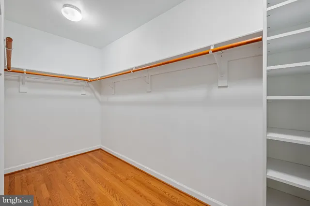 a view of a room with racks on the wall