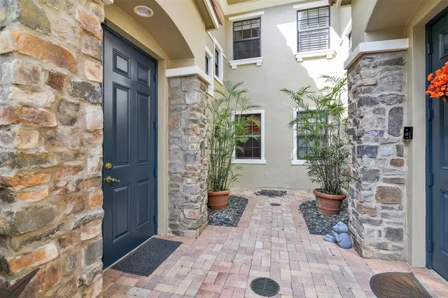 a view of a brick buildings with many windows
