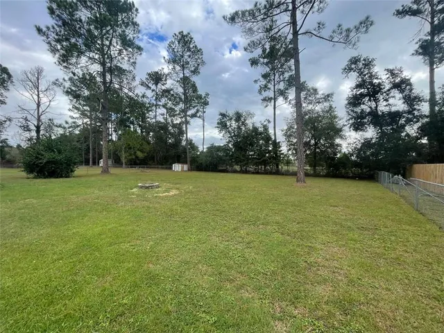 a view of a garden with trees