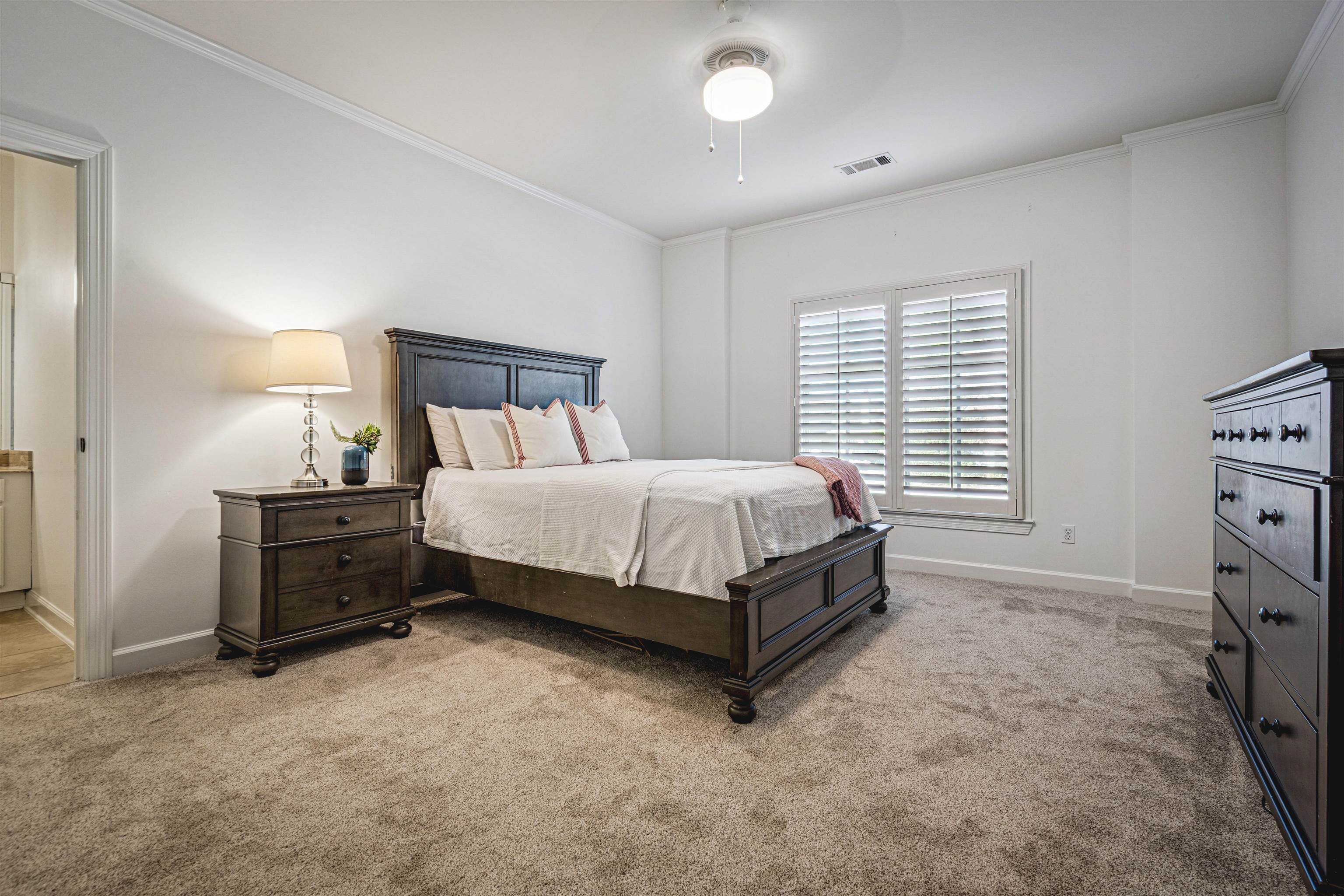 3084 Devonshire Way Germantown, TN 38139 - Photo 26 of 40 Bedroom featuring ornamental molding, carpet, and ceiling fan