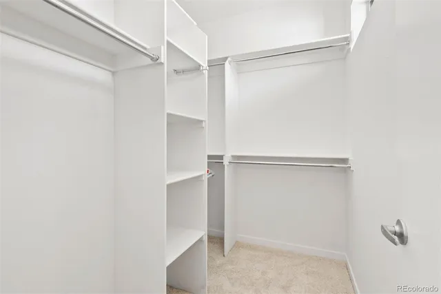 a view of an empty walk in closet