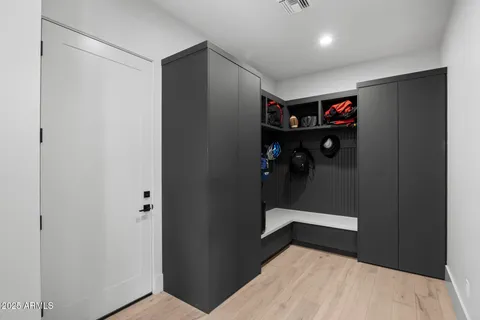 a view of a livingroom from a hallway