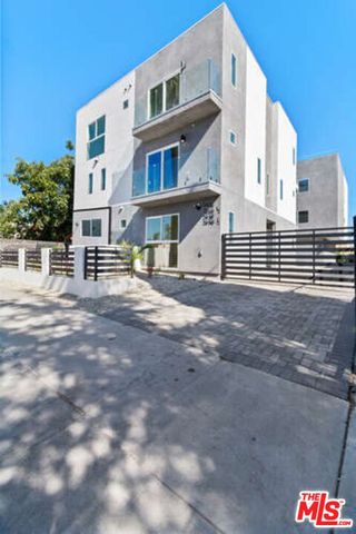 a front view of a building with street