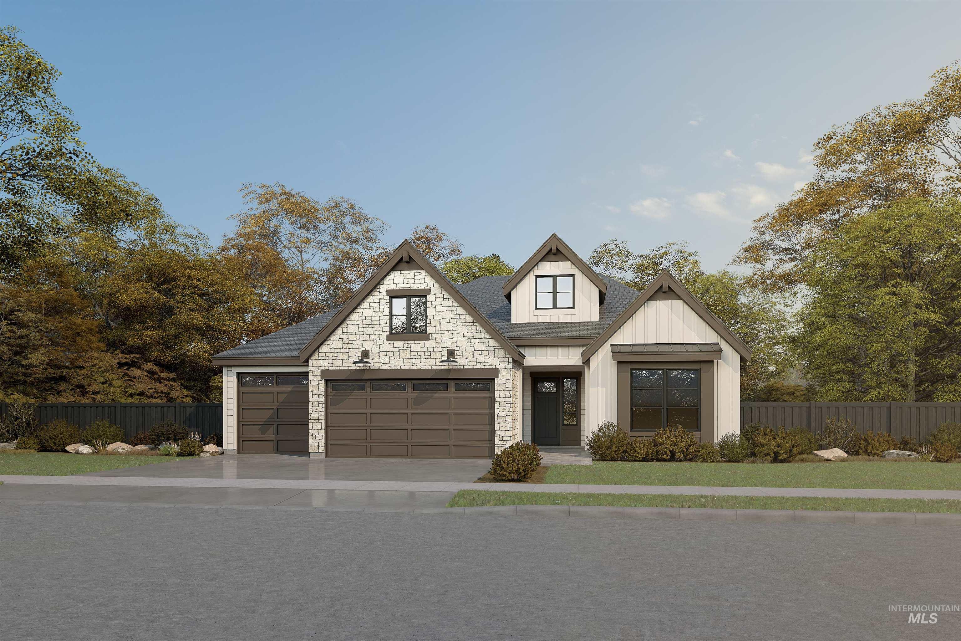 11684 North Rabbitbrush Way Boise, ID 83714 - Photo 1 of 1 Modern farmhouse facade featuring stone and vertical siding accents