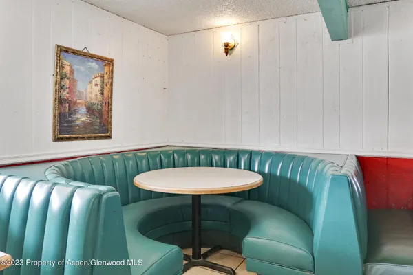 a view of a dining area with furniture