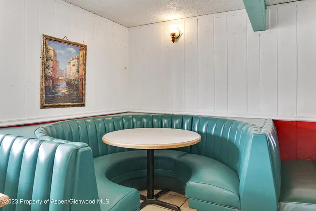 a view of a dining area with furniture