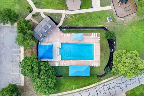 an aerial view of a house