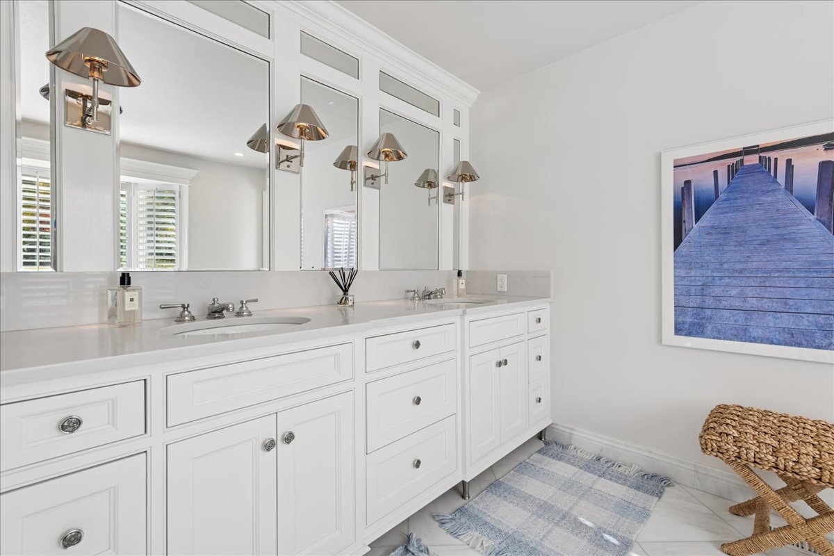 166 North Buckley Road Barrington Hills, IL 60010 - Photo 41 of 86 a bathroom with a granite countertop double vanity sink mirror and