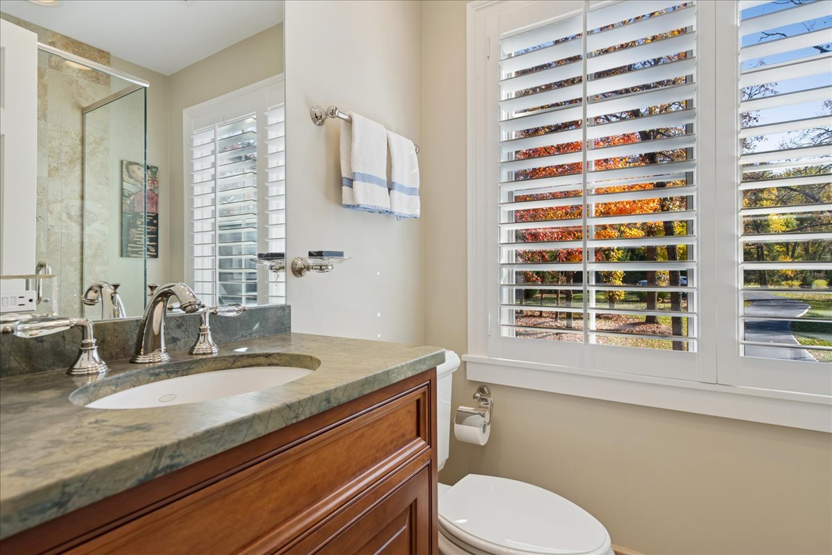 166 North Buckley Road Barrington Hills, IL 60010 - Photo 58 of 86 a bathroom with a granite countertop sink mirror vanity and toilet