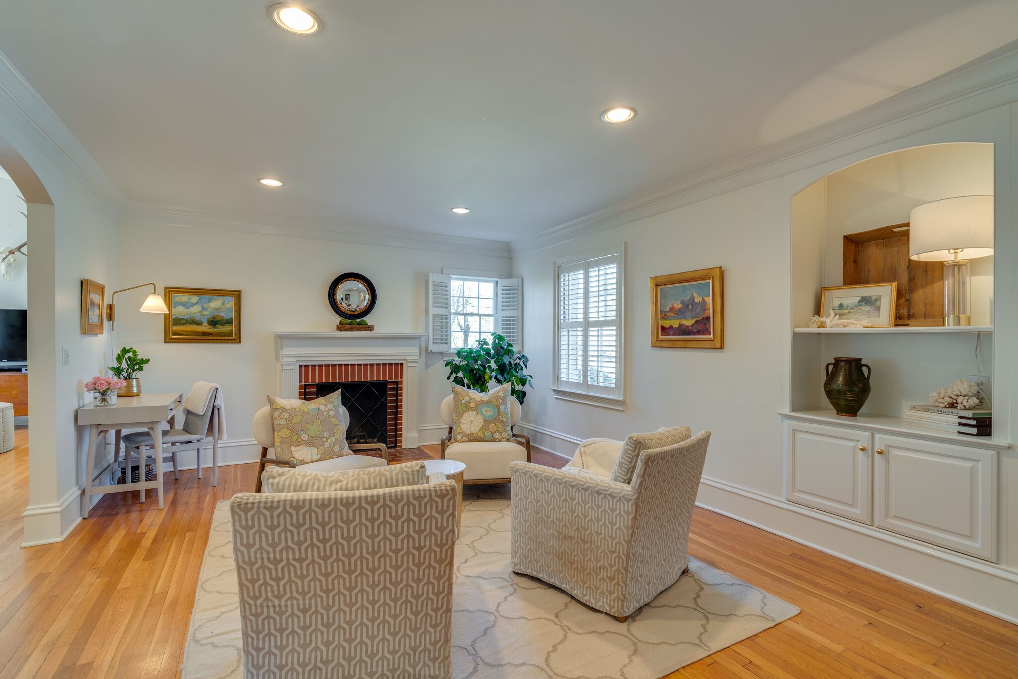 411 Page Road Nashville, TN 37205 - Photo 5 of 53 a living room with furniture a fireplace and wooden floor