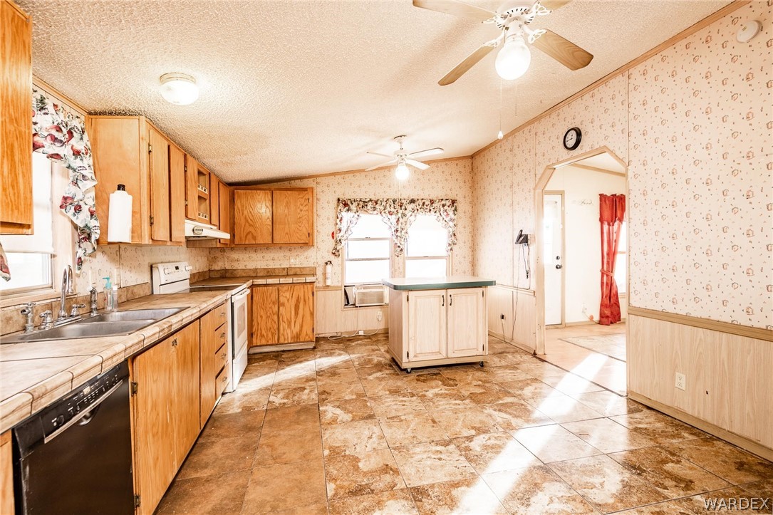 4496 Cowlic Road Golden Valley, AZ 86413 - Photo 4 of 50 a large white kitchen with a stove a sink dishwasher and a refrigerator
