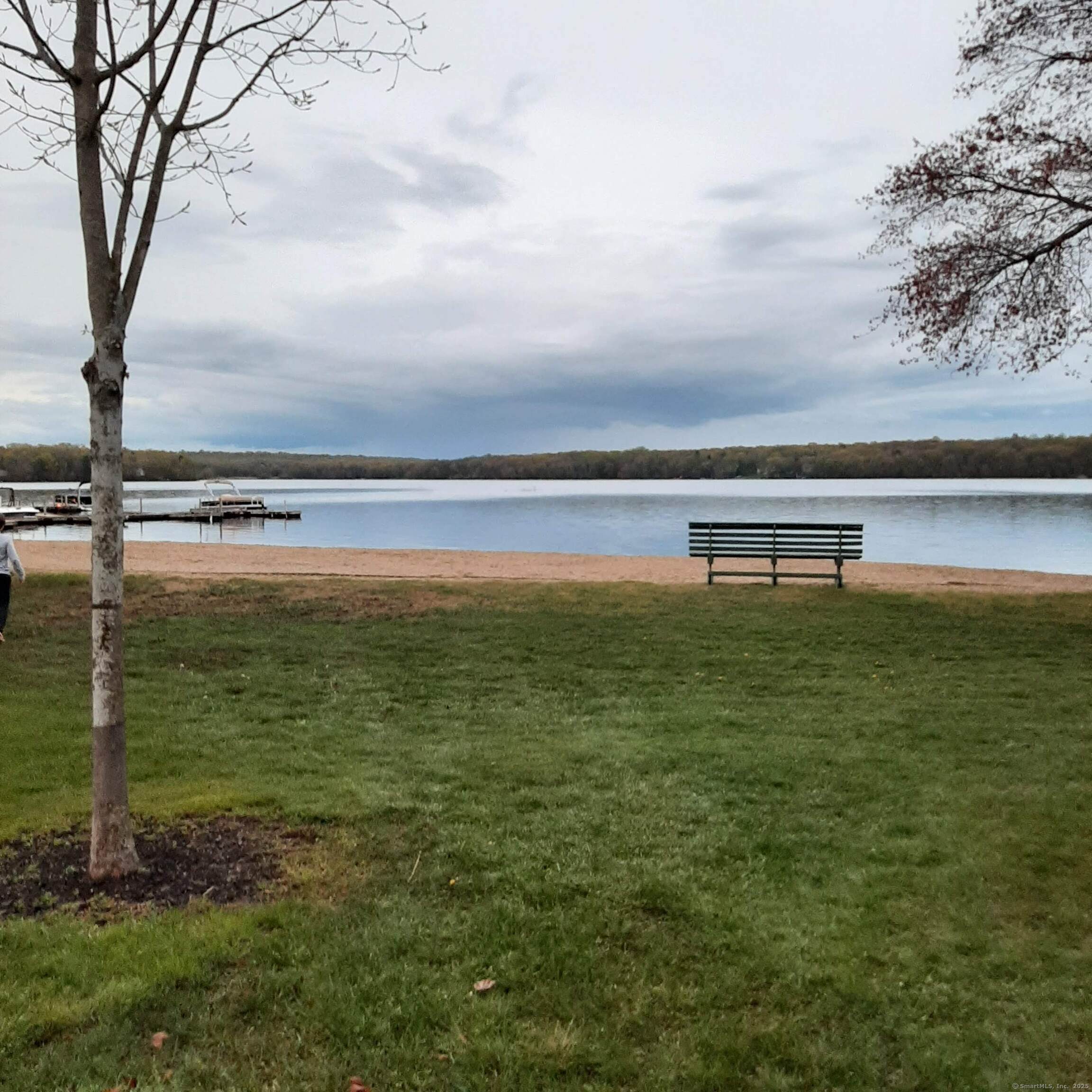 a view of a lake with a big yard