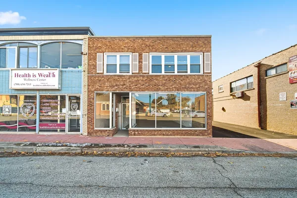 a front view of a building