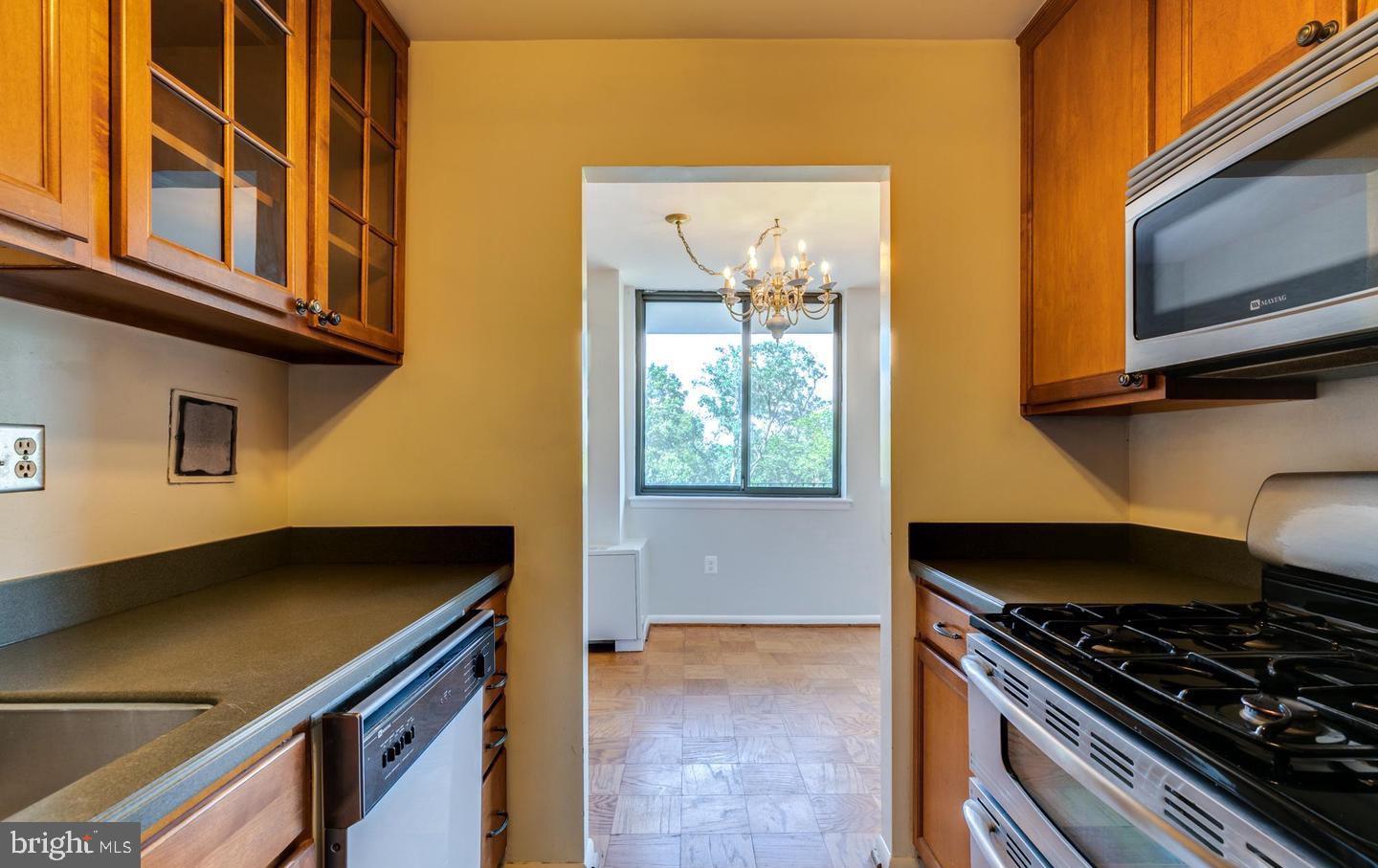 4401 Cherry Hill Road, Unit 66 Arlington, VA 22207 - Photo 10 of 29 a kitchen with stainless steel appliances granite countertop a stove and a microwave