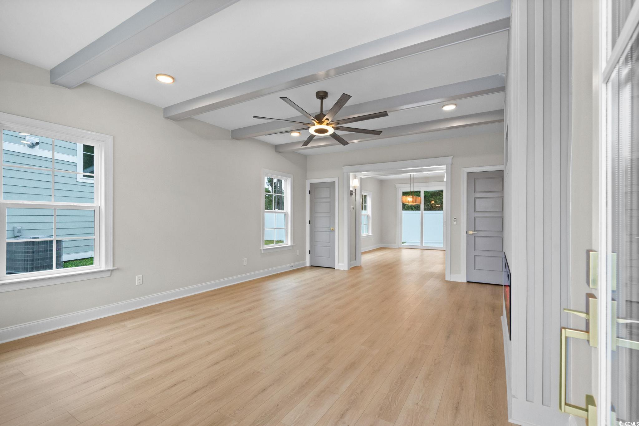 148 Arbor Ridge Circle Conway, SC 29526 - Photo 4 of 37 Unfurnished room featuring recessed lighting, light wood-style flooring, beamed ceiling, and ceiling fan
