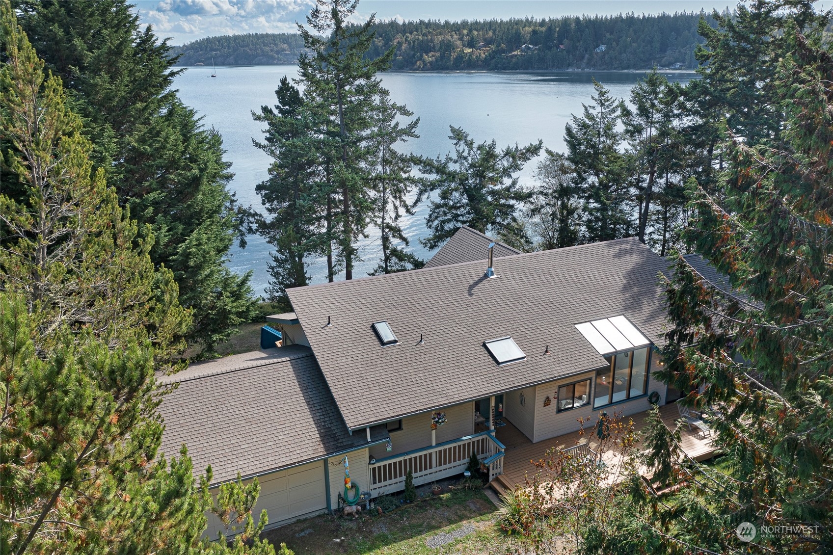 1045 Port Stanley Road Lopez Island, WA 98261 - Photo 2 of 40 an aerial view of a house having yard and lake view