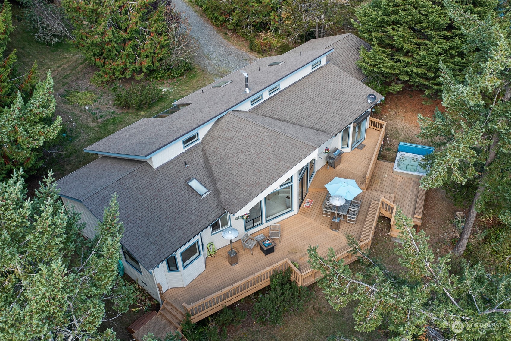 1045 Port Stanley Road Lopez Island, WA 98261 - Photo 3 of 40 an aerial view of a house with a yard