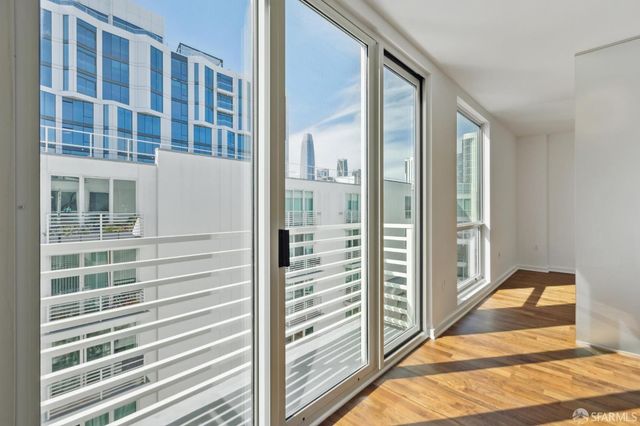 a view of a balcony from door