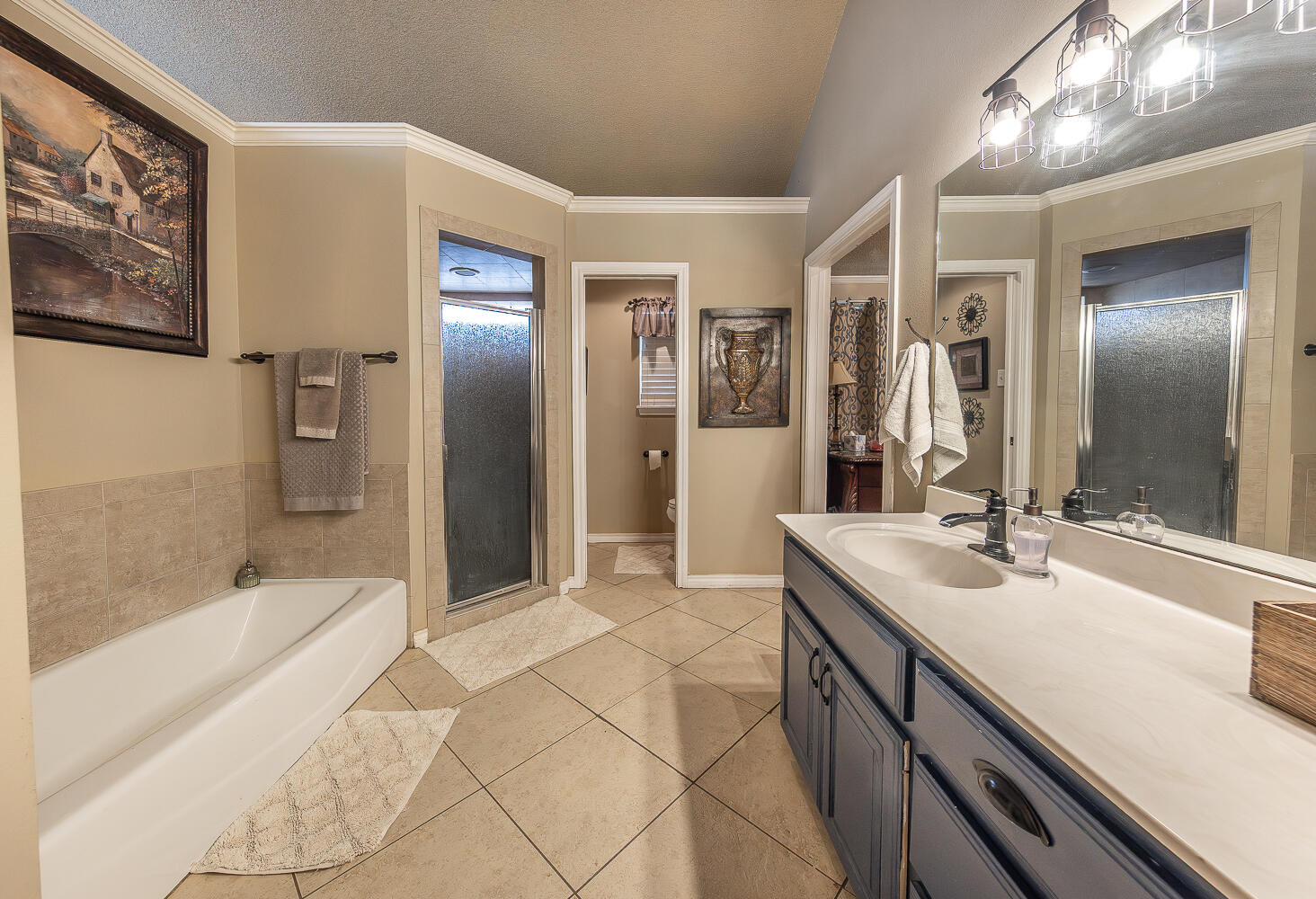 6309 County Road 7470 Lubbock, TX 79424 - Photo 18 of 41 a spacious bathroom with a bathtub sink and mirror