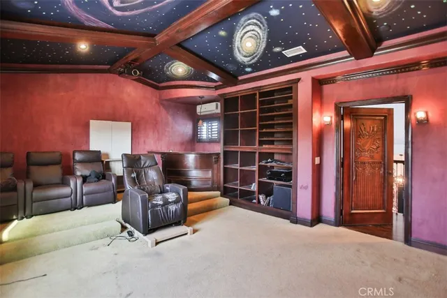 a room with furniture and a large window