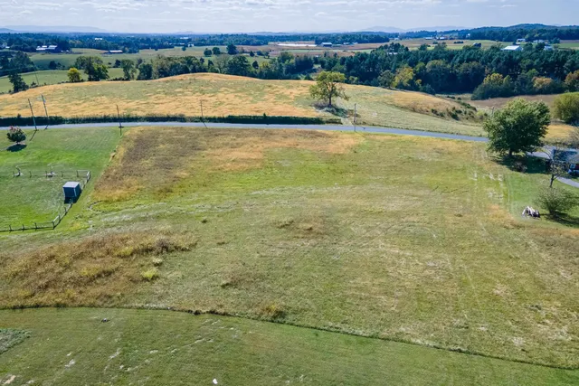 a view of a lake with a yard and mountain view