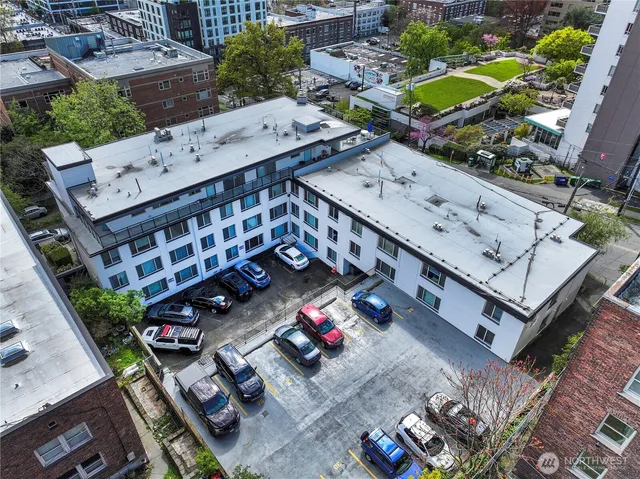 an aerial view of a balcony with outdoor space