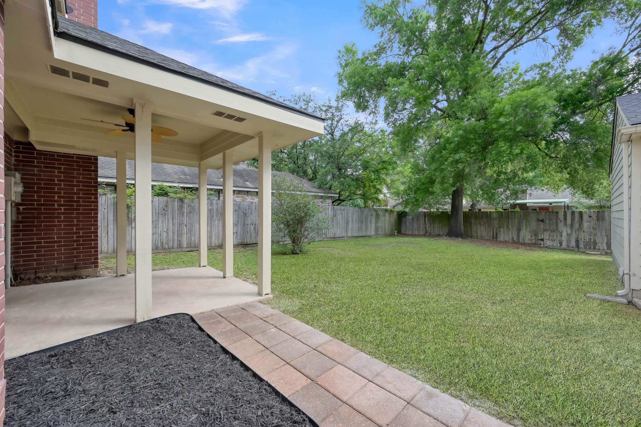 114 Regency Way Conroe, TX 77304 - Photo 41 of 48 Nice size back yard with mature tree. Beautiful mature trees throughout the neighborhood.