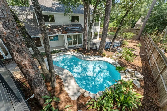 a backyard of a house with seating space