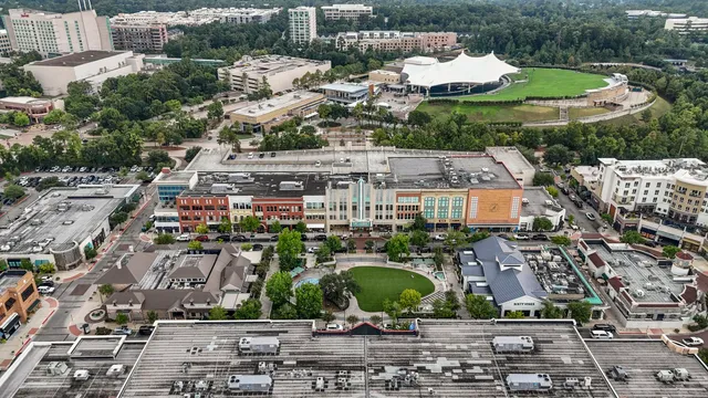 a city view with tall buildings